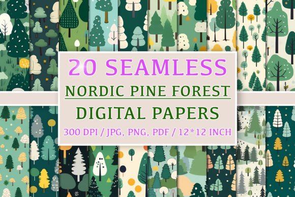 Download 20 Seamless Nordic Pine Forest Patterns - Forest Collection