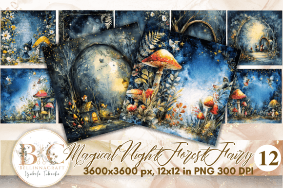 Download Magical Night Forest Fairy Digital Paper - Forest Collection