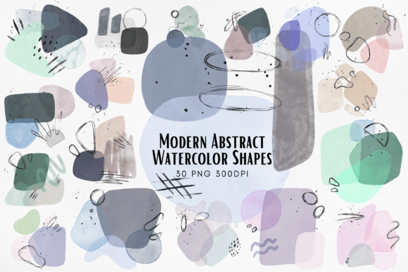 Download Modern Abstract Watercolor Shapes PNG - Modern abstract Collection