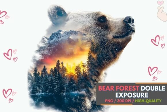 Download Bear Forest Double Exposure Wildlife Art - Forest Collection