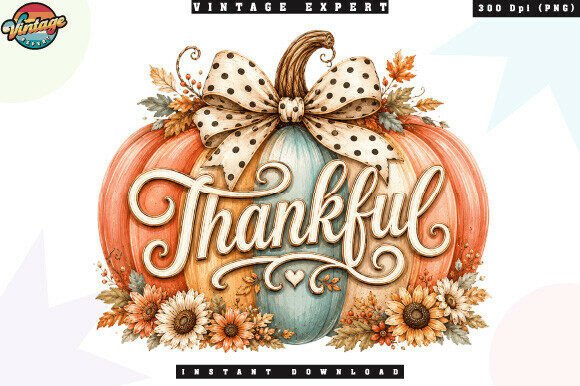 Download Thankful Pumpkin Floral Autumn PNG - Autumn Collection