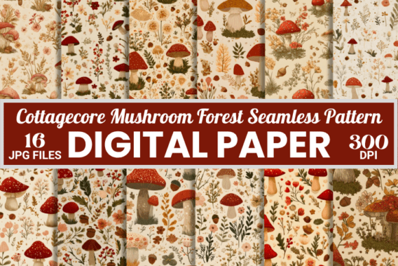 Download Cottagecore Mushroom Forest Patterns - Forest Collection