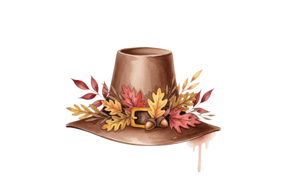 Download Brown Pilgrim Hat with Fall Foliage - Fall foliage Collection
