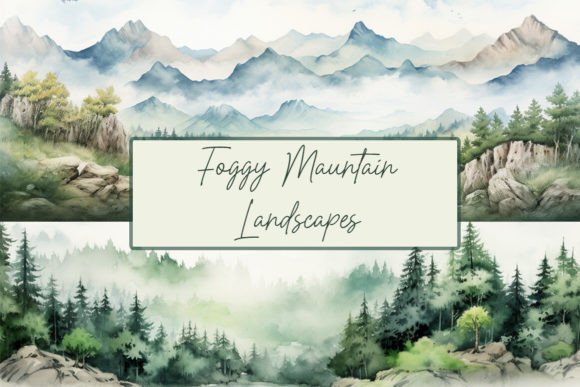 Download Foggy Forest Clipart,Watercolor Mountain - Forest Collection