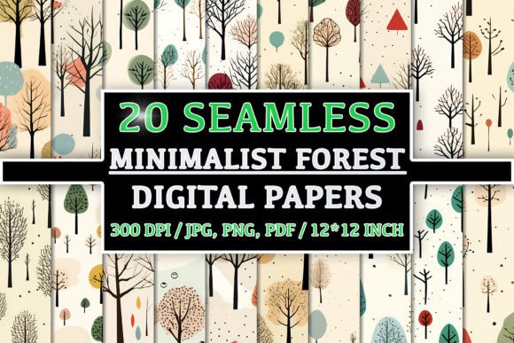 Download 20 Seamless Minimalist Forest Patterns - Forest Collection